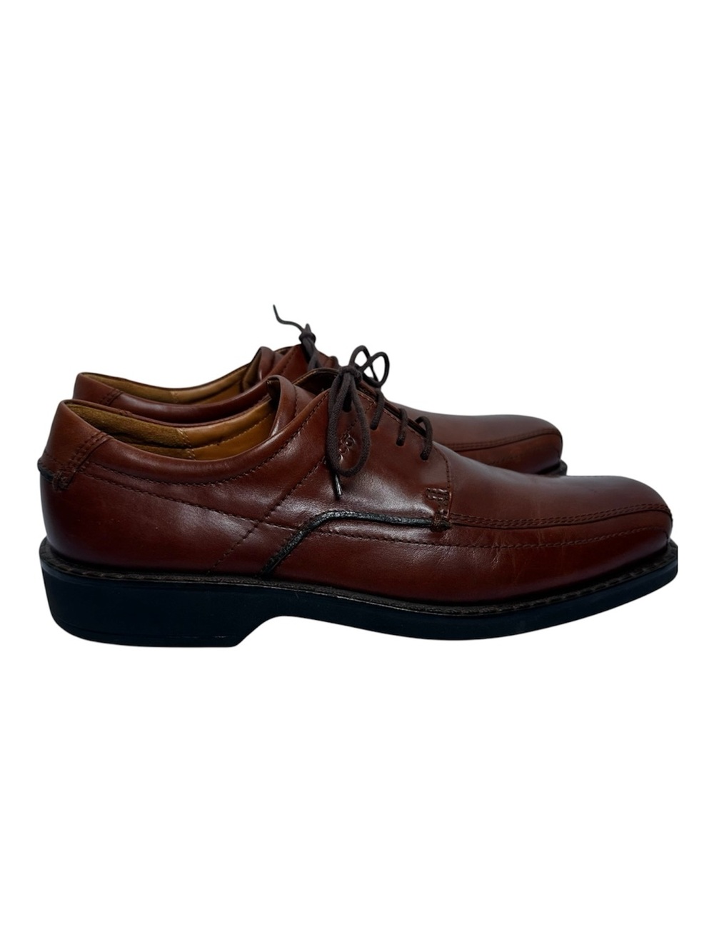 Ecco Men’s Whiskey Brown Holton Apron Toe Derby Dress Shoes- Size 44/US 10/10.5